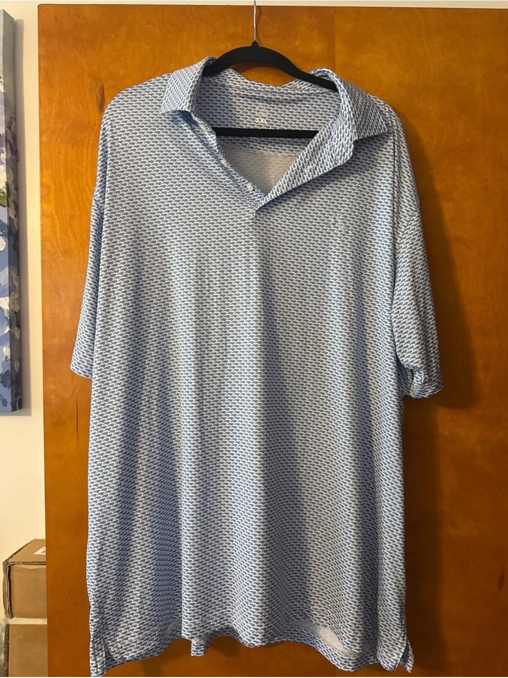 Rhoback Men's Light Blue Micro-Pattern Polo